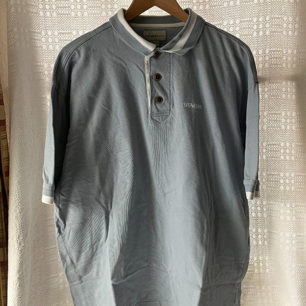 Cutter & Buck Polo Shirt Mens XXL Gray White Trim Short Sleeve Cotton Golf, Logo